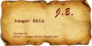 Junger Béla névjegykártya